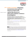 Cover page: Author Correction: Integrating standardized whole genome sequence analysis with a global Mycobacterium tuberculosis antibiotic resistance knowledgebase