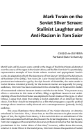 Cover page: Mark Twain on the Soviet Silver Screen:  Stalinist Laughter and Antiracism in "Tom Soier"