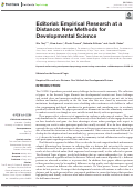 Cover page: Editorial: Empirical Research at a Distance: New Methods for Developmental Science