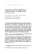 Cover page: Uniqueness of Nash equilibrium in private provision of public goods:&nbsp; An improved proof