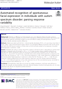 Cover page: Automated recognition of spontaneous facial expression in individuals with autism spectrum disorder: parsing response variability
