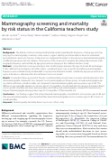 Cover page: Mammography screening and mortality by risk status in the California teachers study
