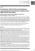 Cover page: Development, Initial Testing and Challenges of an Ecologically Valid Reward Prediction Error FMRI Task for Alcoholism