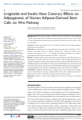 Cover page: Liraglutide and Insulin Have Contrary Effects on Adipogenesis of Human Adipose-Derived Stem Cells via Wnt Pathway.