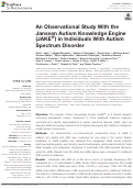 Cover page: An Observational Study With the Janssen Autism Knowledge Engine (JAKE<sup>®</sup>) in Individuals With Autism Spectrum Disorder.
