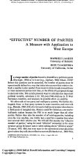Cover page: “Effective” Number of Parties