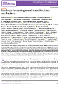 Cover page: Roadmap for naming uncultivated Archaea and Bacteria
