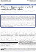 Cover page: sRNAanno-a database repository of uniformly annotated small RNAs in plants.