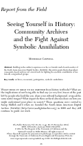Cover page: Seeing Yourself in HistoryCommunity Archives and the Fight Against Symbolic Annihilation
