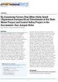 Cover page: Re-Examining Factors That Affect Delta Smelt (<em>Hypomesus transpacificus</em>) Entrainment at the State Water Project and Central Valley Project in the Sacramento–San Joaquin Delta
