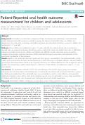 Cover page: Patient-Reported oral health outcome measurement for children and adolescents.