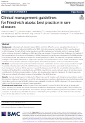 Cover page: Clinical management guidelines for Friedreich ataxia: best practice in rare diseases.