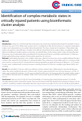 Cover page: Identification of complex metabolic states in critically injured patients using bioinformatic cluster analysis.