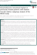 Cover page: Dexamethasone intravitreal implant in previously treated patients with diabetic macular edema: subgroup analysis of the MEAD study
