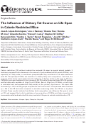 Cover page: The Influence of Dietary Fat Source on Life Span in Calorie Restricted Mice