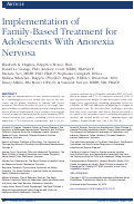 Cover page: Implementation of Family-Based Treatment for Adolescents With Anorexia Nervosa