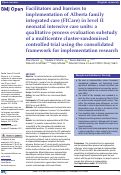 Cover page: Facilitators and barriers to implementation of Alberta family integrated care (FICare) in level II neonatal intensive care units: a qualitative process evaluation substudy of a multicentre cluster-randomised controlled trial using the consolidated framework for implementation research