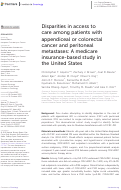 Cover page: Disparities in access to care among patients with appendiceal or colorectal cancer and peritoneal metastases: A medicare insurance-based study in the United States