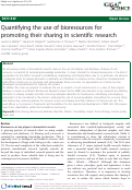 Cover page: Quantifying the use of bioresources for promoting their sharing in scientific research