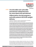 Cover page: Unculturable and culturable periodontal-related bacteria are associated with periodontal inflammation during pregnancy and with preterm low birth weight delivery