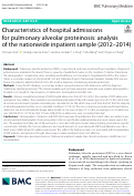 Cover page: Characteristics of hospital admissions for pulmonary alveolar proteinosis: analysis of the nationwide inpatient sample (2012–2014)