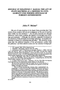 Cover page: <em>Republic of Philippines v. Marcos</em>: The Act of State Doctrine as a Defense to Civil Liability for Former Officials of Foreign Governments