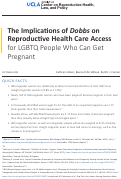 Cover page: The Implications of Dobbs on Reproductive Health Care Access for LGBTQ People Who Can Get Pregnant