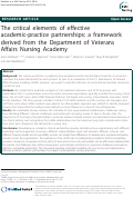 Cover page: The critical elements of effective academic-practice partnerships: a framework derived from the Department of Veterans Affairs Nursing Academy