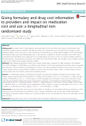 Cover page: Giving formulary and drug cost information to providers and impact on medication cost and use: a longitudinal non-randomized study