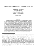 Cover page: Physician Agency and Patient Survival