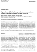 Cover page: Regional and global hydrology and water resources issues: The role of international and national programs