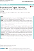 Cover page: Implementation of repeat HIV testing during pregnancy in Kenya: a qualitative study