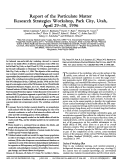 Cover page: Report of the Particulate Matter Research Strategies Workshop, Park City, Utah, April 29–30, 1996