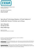 Cover page: Agricultural Technology Adoption:  A Panel Analysis of Smallholder Farmers’ Fertilizer use in Kenya