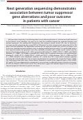 Cover page: Next generation sequencing demonstrates association between tumor suppressor gene aberrations and poor outcome in patients with cancer