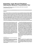 Cover page: RELIABILITY OF THE BLESSED TELEPHONE INFORMATION-MEMORY-CONCENTRATION TEST