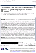 Cover page: Issues and recommendations for the residual approach to quantifying cognitive resilience and reserve