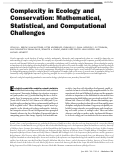 Cover page: Complexity in Ecology and Conservation: Mathematical, Statistical, and Computational Challenges