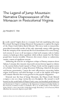Cover page: The Legend of Jump Mountain: Narrative Dispossession of the Monacan in Postcolonial Virginia