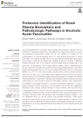 Cover page: Proteomic Identification of Novel Plasma Biomarkers and Pathobiologic Pathways in Alcoholic Acute Pancreatitis