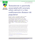 Cover page: Testosterone is positively associated with coronary artery calcium in a low cardiovascular disease risk population.
