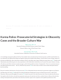 Cover page: Karma Police: Prosecutorial Strategies in Obscenity Cases and the Broader Culture War.