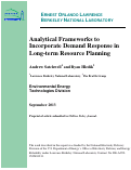 Cover page: Analytical Frameworks to Incorporate Demand Response in Long-term Resource Planning