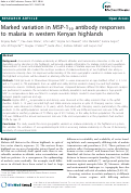 Cover page: Marked variation in MSP-119 antibody responses to malaria in western Kenyan highlands