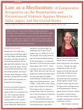 Cover page: Law as a Mechanism: A Comparative Perspective on the Perpetuation and Prevention of Violence Against Women in India, Japan, and the United States