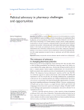 Cover page: Political advocacy in pharmacy: challenges and opportunities