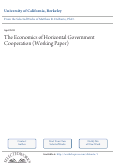 Cover page: The Economics of Horizontal Government Cooperation
