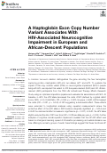 Cover page: A Haptoglobin Exon Copy Number Variant Associates With HIV-Associated Neurocognitive Impairment in European and African-Descent Populations