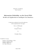 Cover page: Information Reliability on the Social Web - Models and Applications in Intelligent User Interfaces