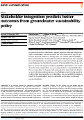 Cover page: Stakeholder integration predicts better outcomes from groundwater sustainability policy.